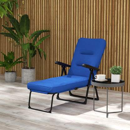 Outdoor Lounge Chair with Padded Cushion, Folding Reclining, Blue Lounger Chairs at Gallery Canada