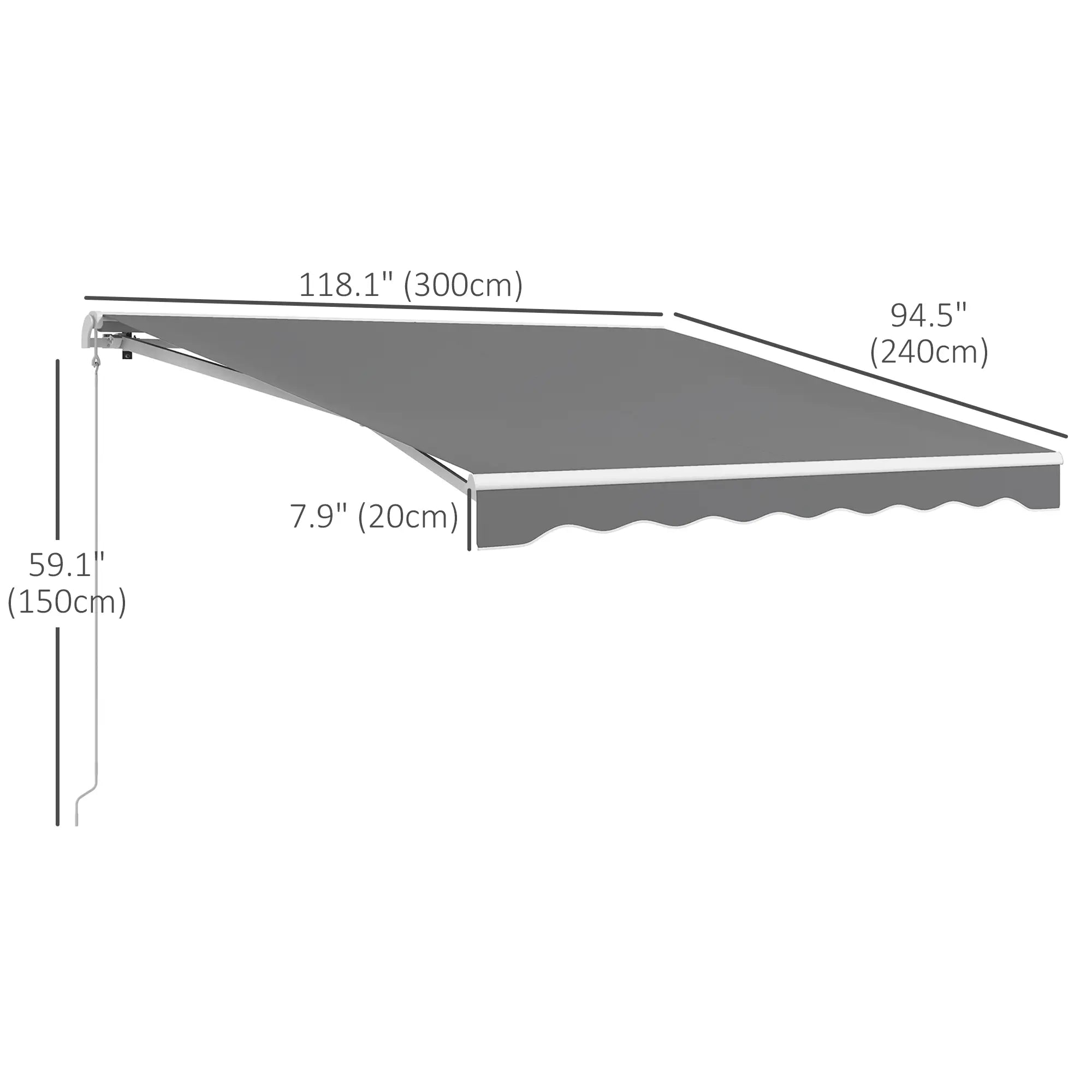 10'x8' Retractable Awning, Remote, Crank Handle, Aluminum Frame, Light Grey Deck Awnings at Gallery Canada