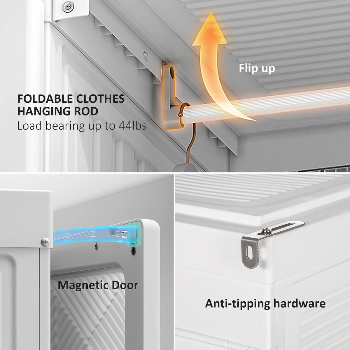 Portable Wardrobe Closet, 8 Cube Compartments, White Clothing Storage at Gallery Canada