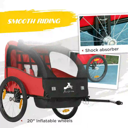 2 Seat Bike Trailer For Kids, Baby Stroller, 20" Wheels, Red Kids Bike Trailers at Gallery Canada