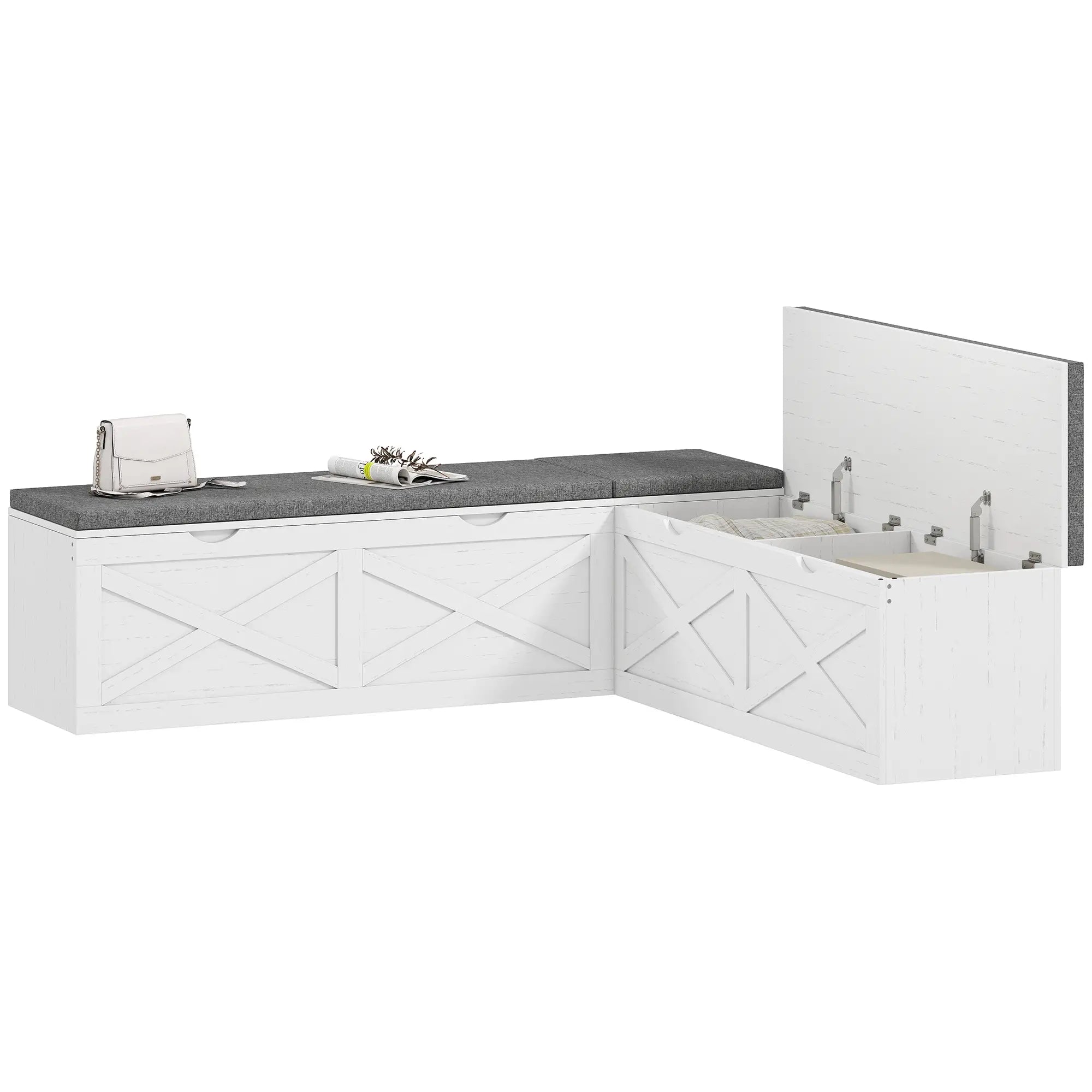 L-Shaped Shoe Bench With Padded Cushion, White Shoe Storage Cabinets & Racks at Gallery Canada