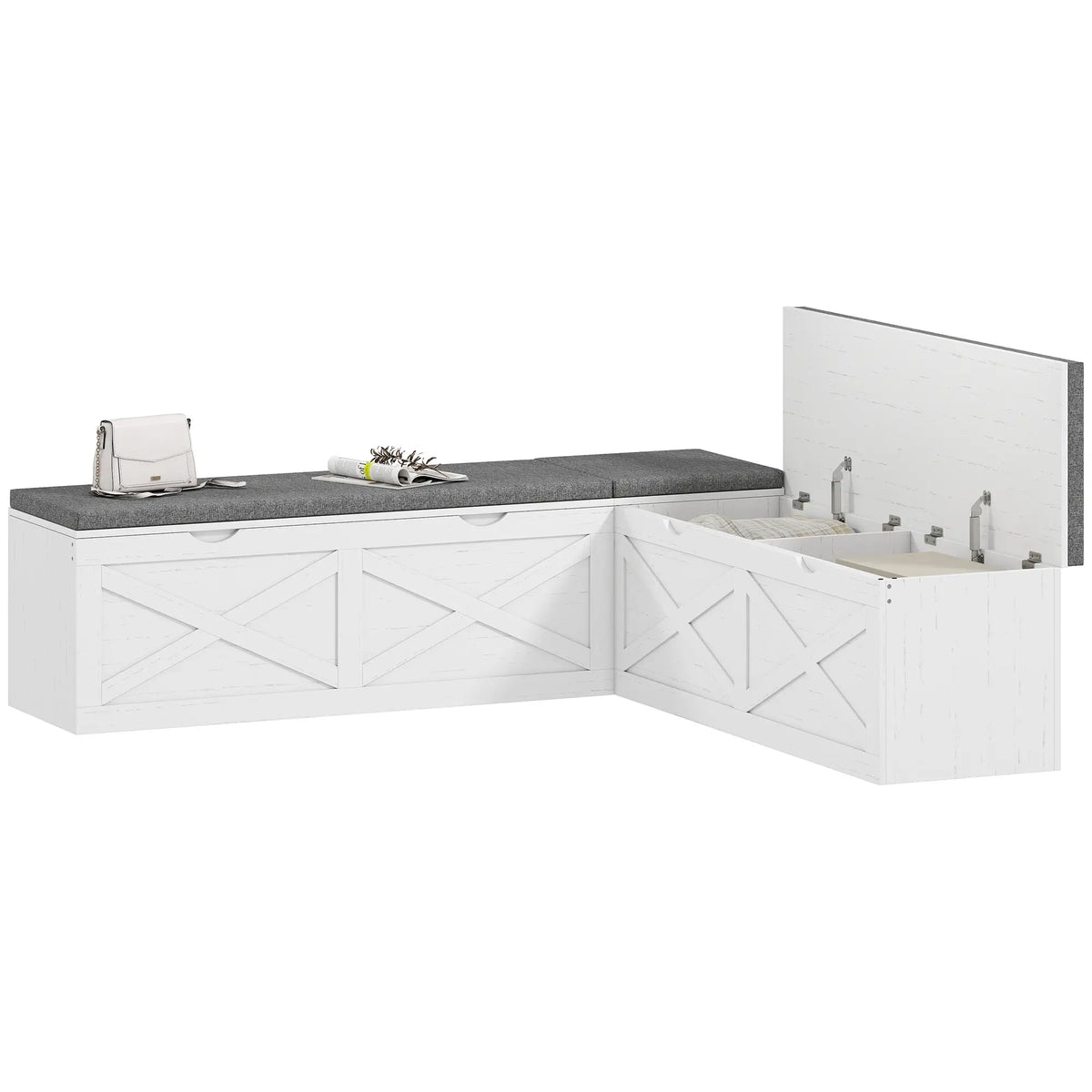 L-Shaped Shoe Bench With Padded Cushion, White Shoe Storage Cabinets & Racks at Gallery Canada