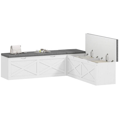 L-Shaped Shoe Bench With Padded Cushion, White Shoe Storage Cabinets & Racks at Gallery Canada