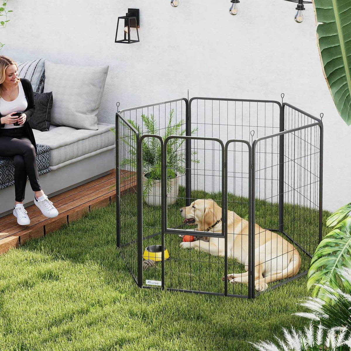 6 Panels Heavy Duty Dog Playpen, 39" Height, Portable Foldable