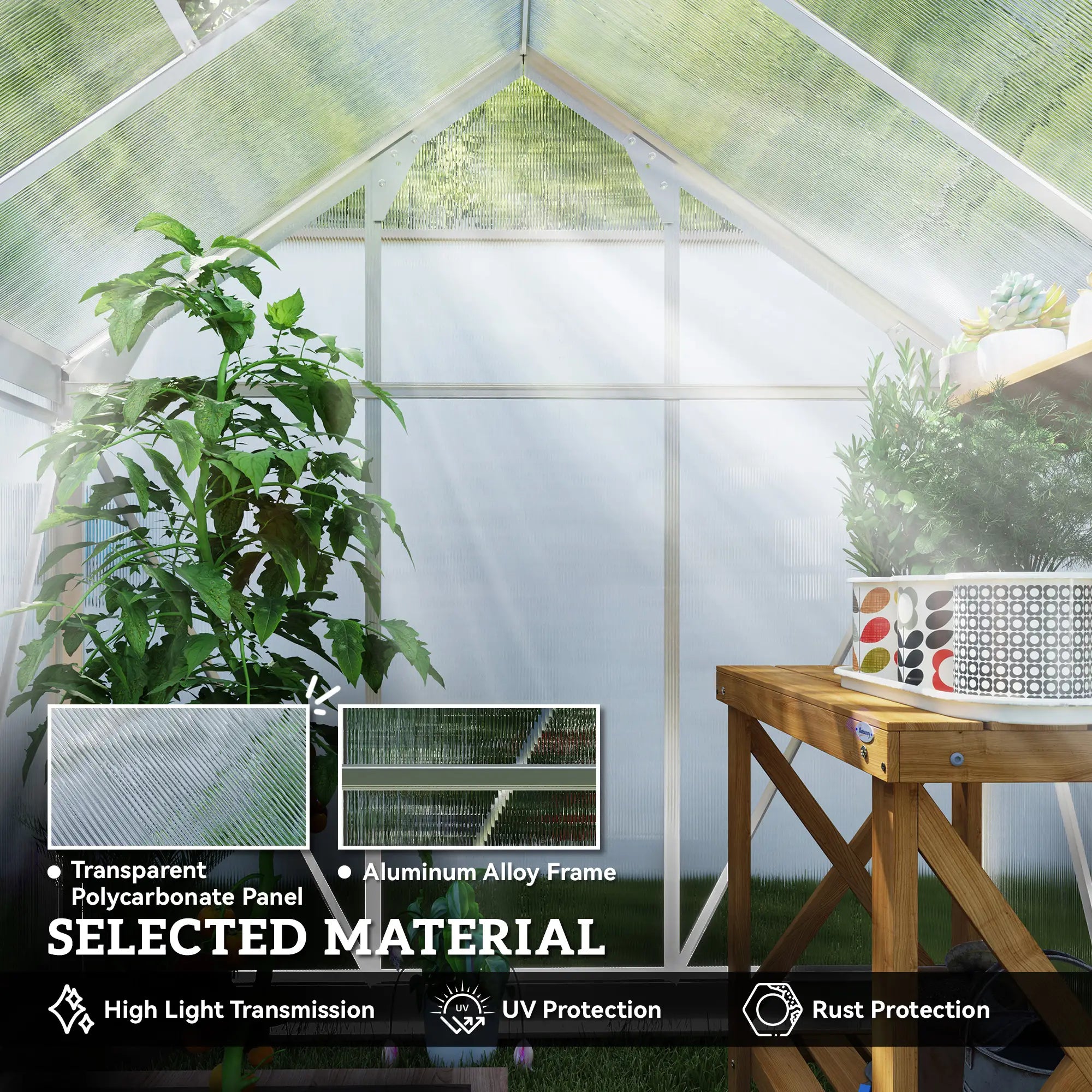 6' x 4' x 6.6' Polycarbonate Greenhouse, Walk-In Kit, Silver Walk In Greenhouses at Gallery Canada