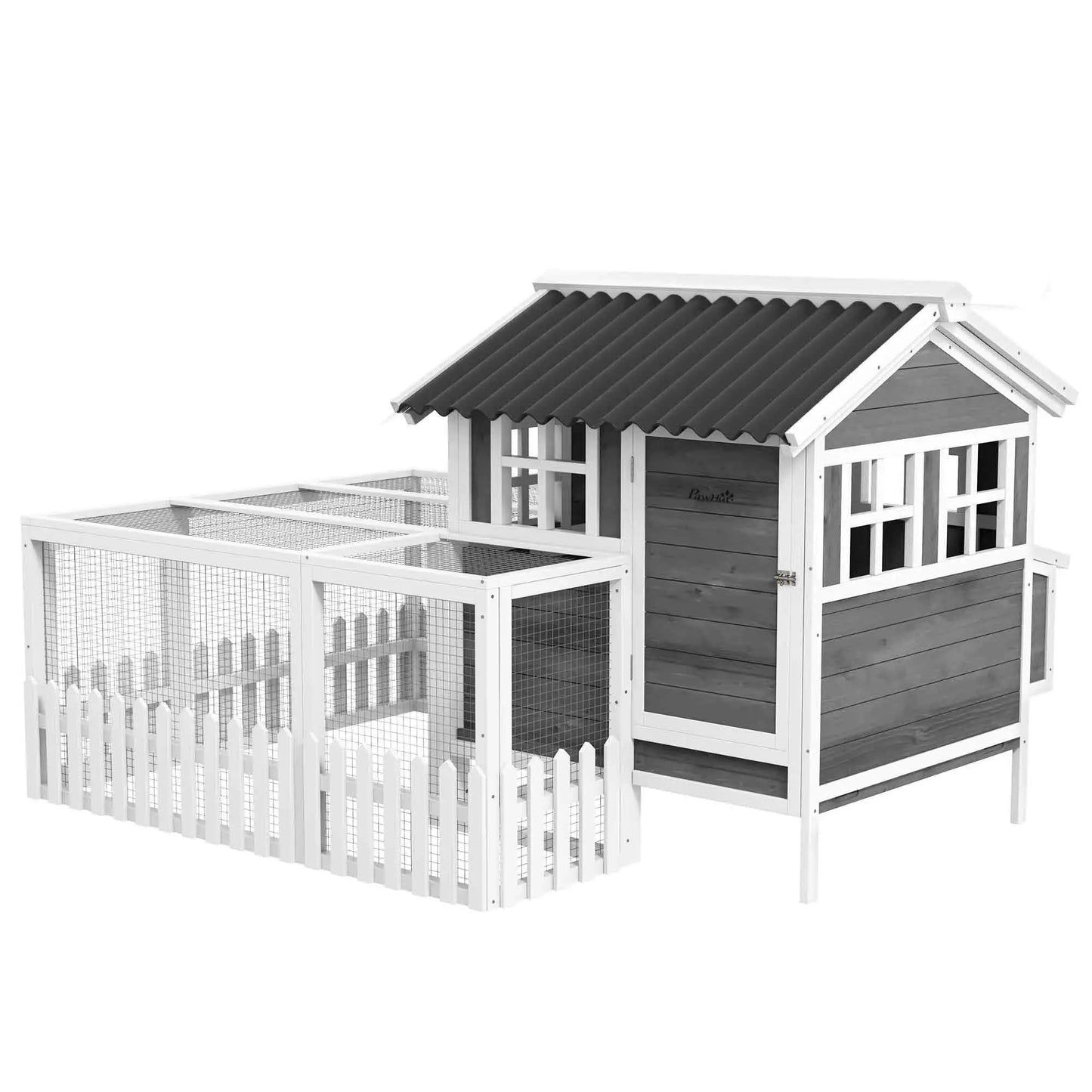 Wooden Chicken Coop with Run, 3-4 Chickens, Bunnies, Ducks Chicken Coops Charcaol Grey at Gallery Canada