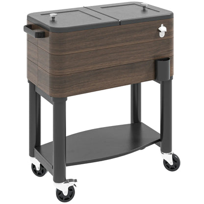 60qt Patio Cooler, Portable Outdoor Cooler with Wheels, Brown Cooler Boxes Brown, Black at Gallery Canada
