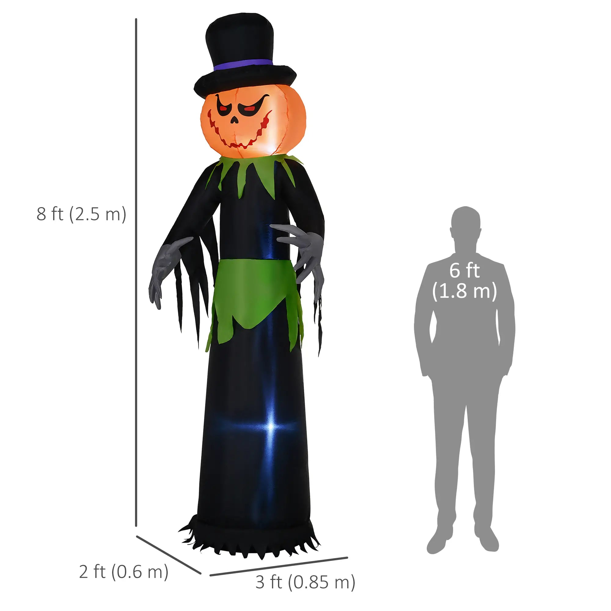 8ft Inflatable Pumpkin Head Ghost, Hat, LED Lights, Yard Decoration Halloween Decorations at Gallery Canada