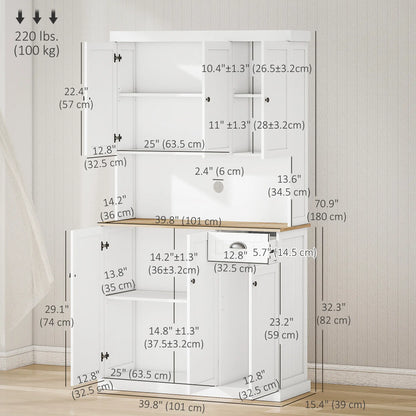 71 Kitchen Pantry Buffet, Hutch Storage Cabinet, Microwave Stand, Oak, White Kitchen Pantry Cabinets at Gallery Canada