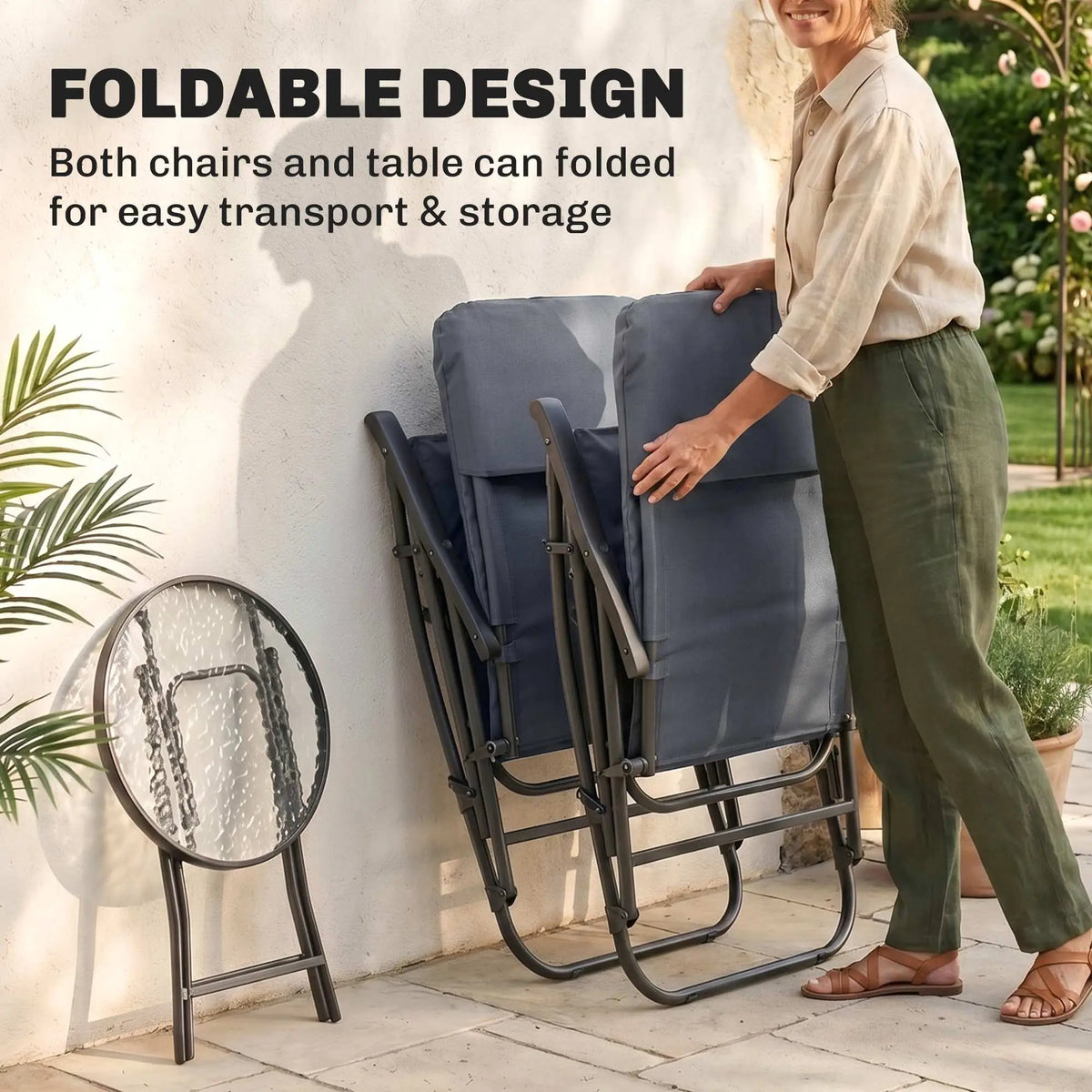 3pc Patio Rocking Chair Set, Padded, Blue Outdoor Rocking Chairs at Gallery Canada