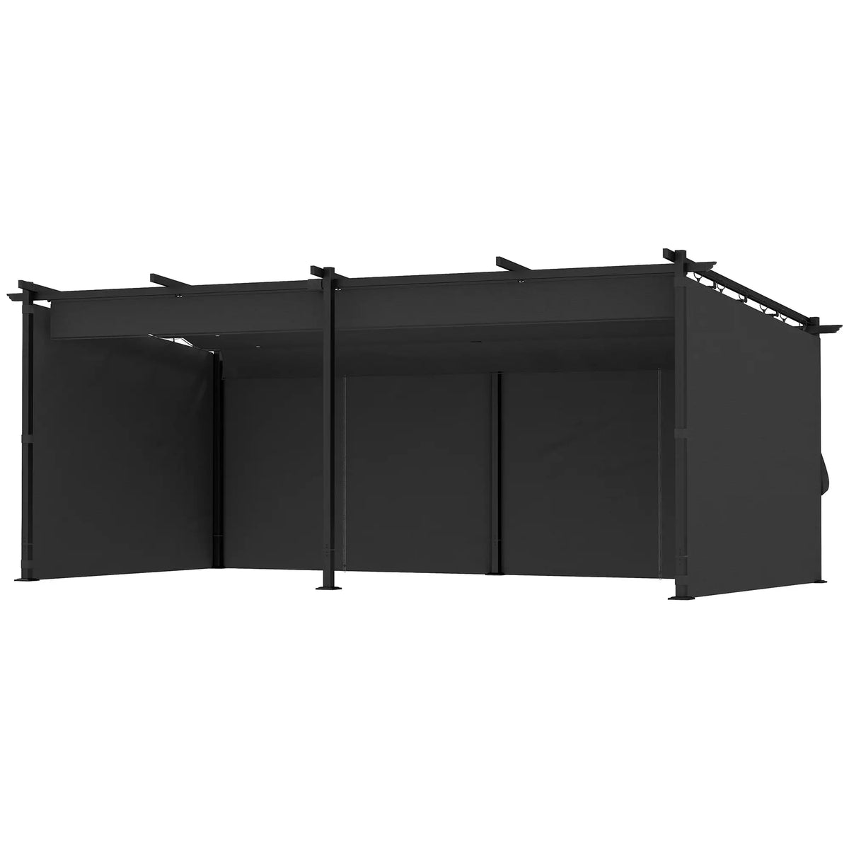 10' x 20' Metal Retractable Pergola Canopy, Outdoor Gazebo UPF30+ Sun Shade Pergolas Dark Grey at Gallery Canada