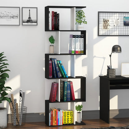 5-Tier Geometric Bookcase, Modern Room Divider, White Display Bookshelves at Gallery Canada
