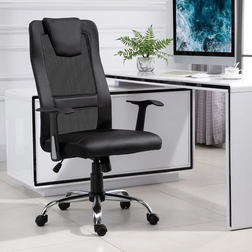 Ergonomic Office Chair, Thick Padded Headrest, Mesh Desk Chair, Tilt Function, Armrest, Black