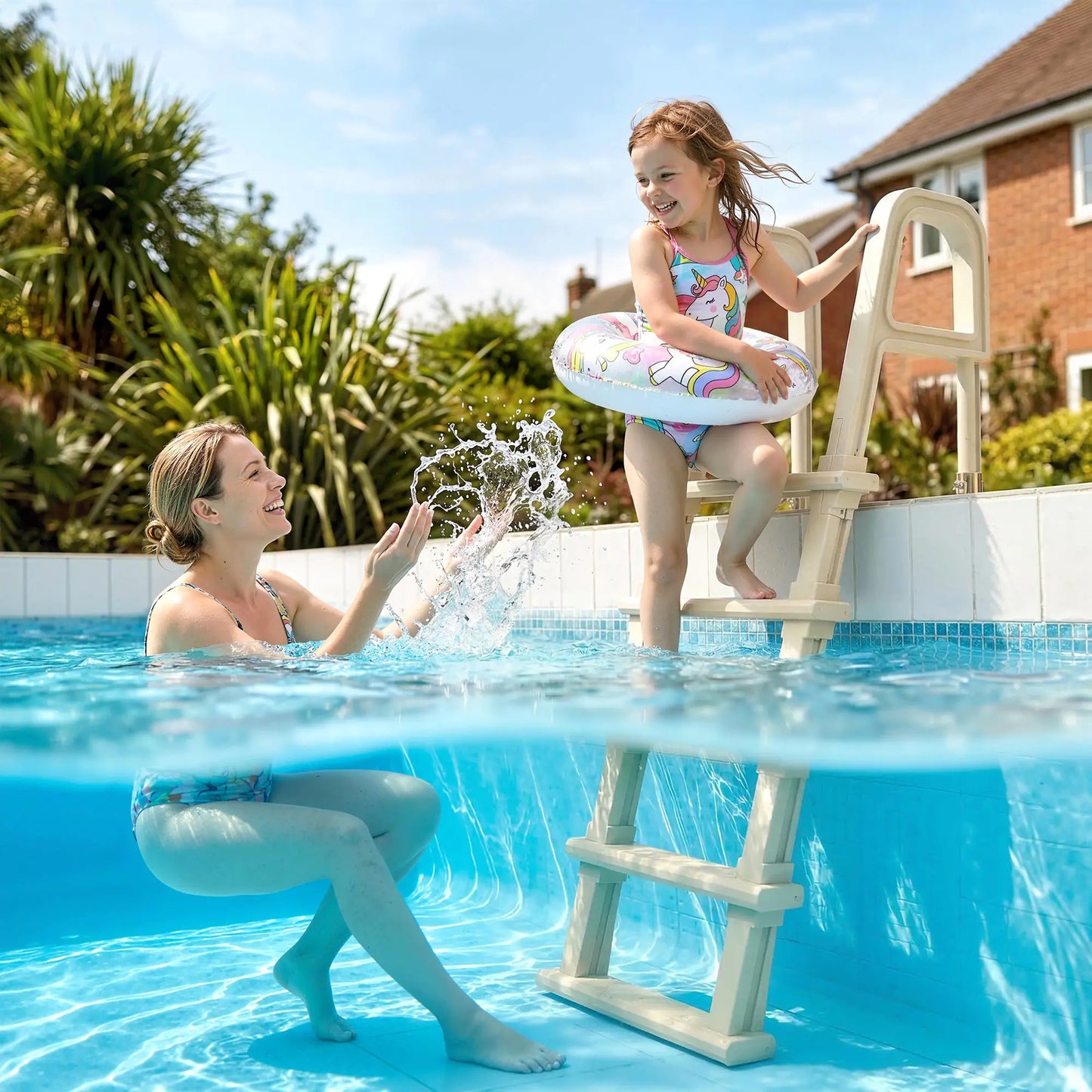 Adjustable 5-Step Pool Ladder, 63.4"-69.3", Non-Slip Steps, 300 lb Capacity Outdoor Swimming Pools & Hot Tubs at Gallery Canada