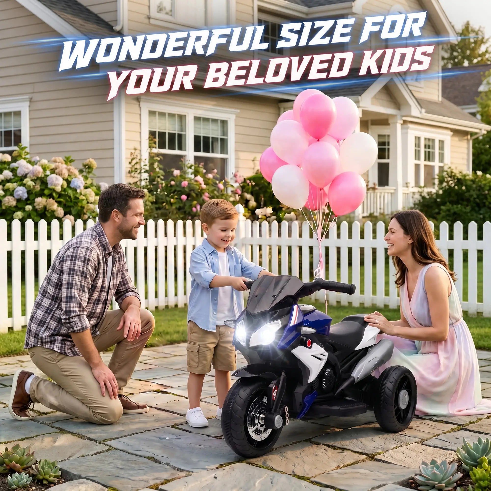 Kids Electric Motorcycle Ride-On Toy, 3 Wheels, Music, Horn, Lights, Blue Electric Motorcycles at Gallery Canada