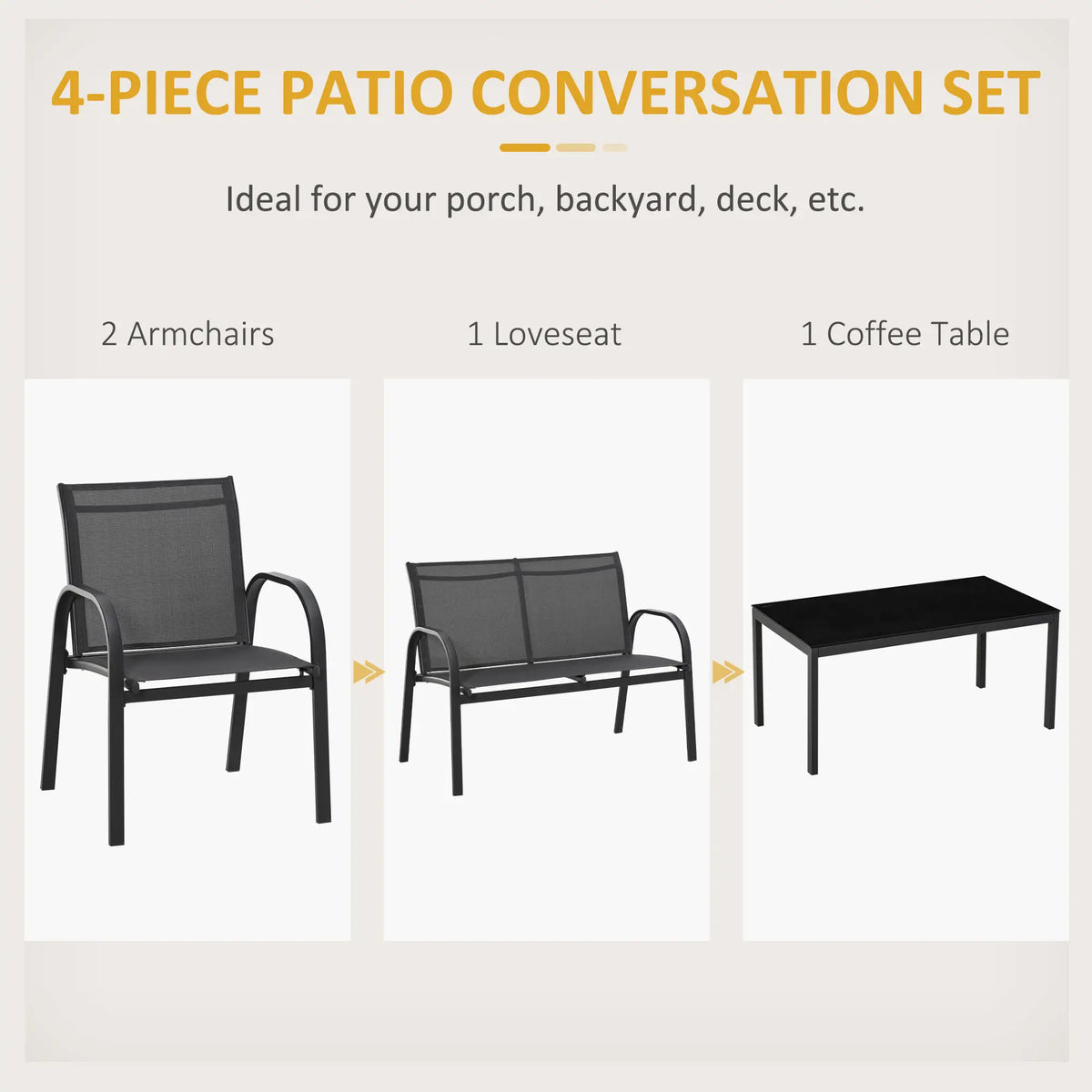 4-Piece Patio Furniture Set With Loveseat, Chairs & Table Patio Furniture Sets at Gallery Canada