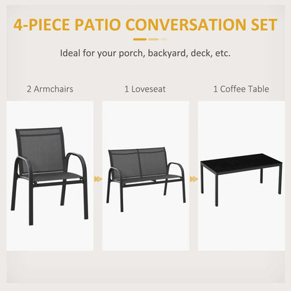 4-Piece Patio Furniture Set With Loveseat, Chairs & Table Patio Furniture Sets at Gallery Canada