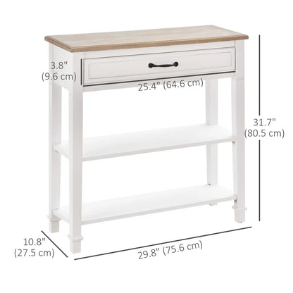 Modern Console Table with Drawer, 2 Shelves, White Console Tables at Gallery Canada