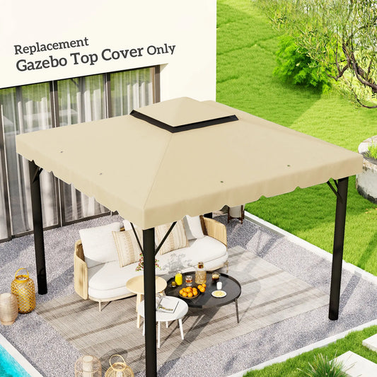 10' x 10' Gazebo Replacement Canopy, Double Vented Roof, Beige Gazebo Canopy Replacement Beige at Gallery Canada