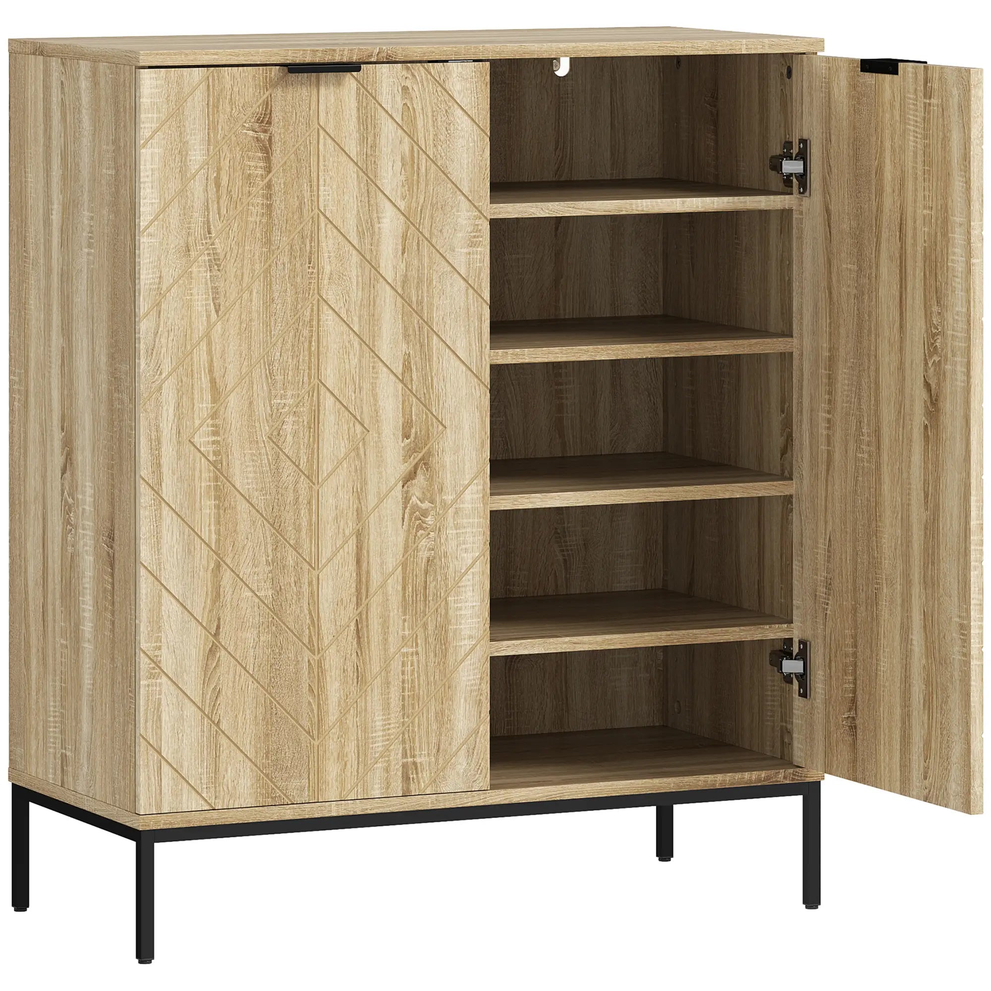 Shoe Storage Cabinet for 15 Pairs, Adjustable Shelves, Oak Shoe Storage Cabinets & Racks Oak at Gallery Canada