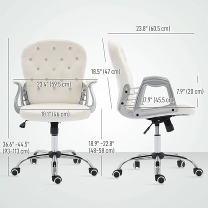 Office Chair, Adjustable Height, Tufted Back, Cream White Task Chairs at Gallery Canada