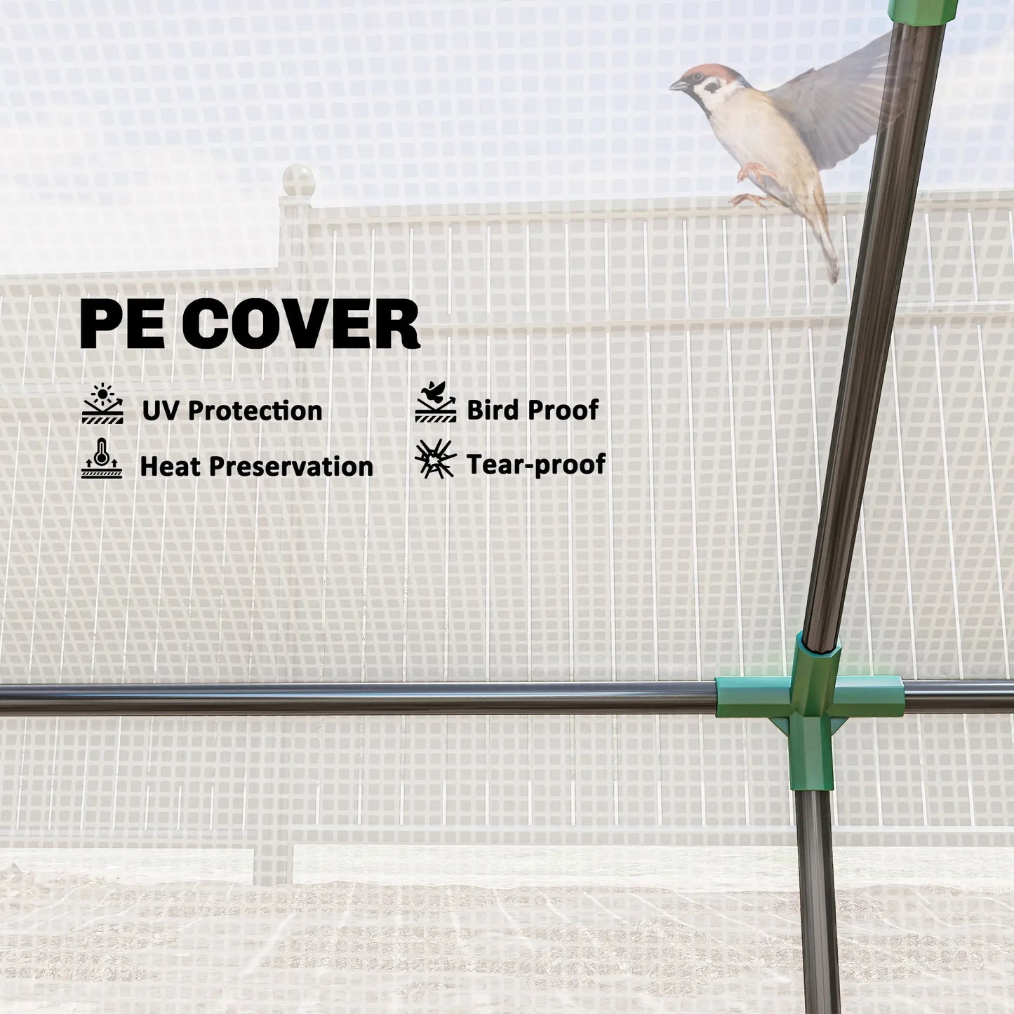 Mini Tunnel Greenhouse, 47" x 24" x 24", Steel Frame PE Cover, White Mini Greenhouses at Gallery Canada