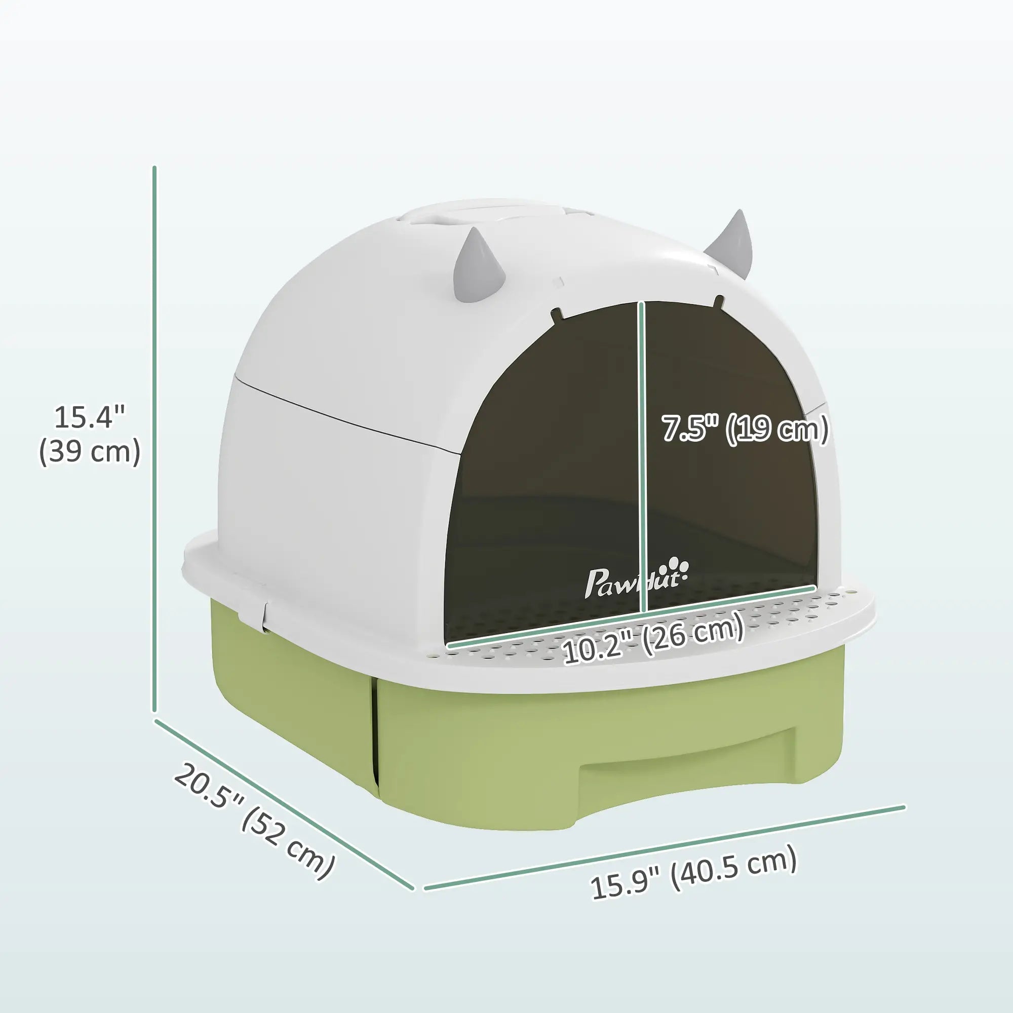 Cat Litter Box with Lid, Front Door Flap, Scoop, Handle, Easy Clean, Green Cat Litter Box Enclosures at Gallery Canada