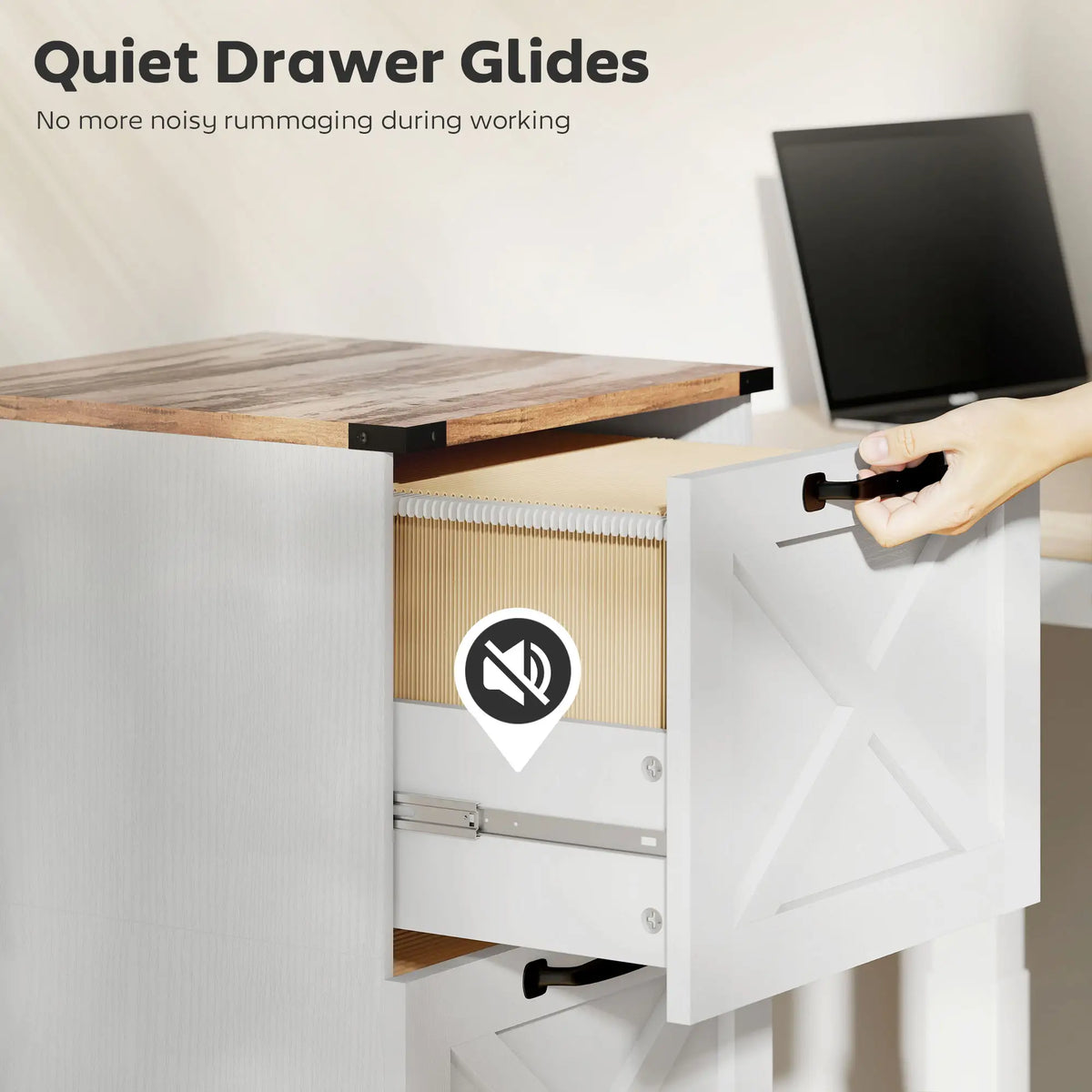 3 Drawer File Cabinet, Vertical Farmhouse, Fits Letter/A4, White Office Cabinets & Cupboards at Gallery Canada
