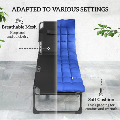 75 cm Wide Folding Chaise Lounge Chair, Set of 2, Grey/Blue Lounger Chairs at Gallery Canada