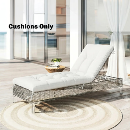 Patio Lounge Chair Cushion, UV50+ With Straps, 78 x 25.6 inch, Cream White Patio Chair Cushions at Gallery Canada