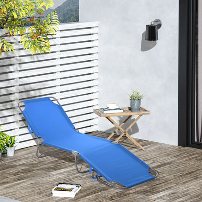 Folding Outdoor Lounge Chair, Portable Reclining Beach Lounger, Blue Lounger Chairs at Gallery Canada