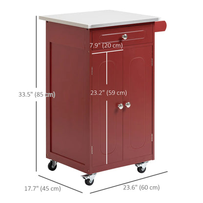 Kitchen Cart, Stainless Steel Top, Storage Drawer, 36x24x36 in, Red Kitchen Islands & Kitchen Carts at Gallery Canada