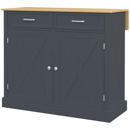 Kitchen Island with Drop Leaf, 2 Drawers, Adjustable Shelves, Dark Grey Kitchen Islands & Kitchen Carts at Gallery Canada