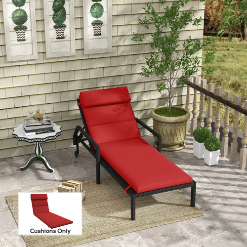 Patio Chaise Lounge Cushion with Headrest, Wine Red