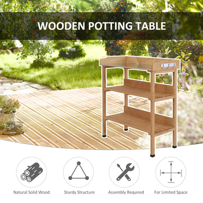 Outdoor Wooden Potting Bench Work Station, Natural Potting Benches & Tables at Gallery Canada