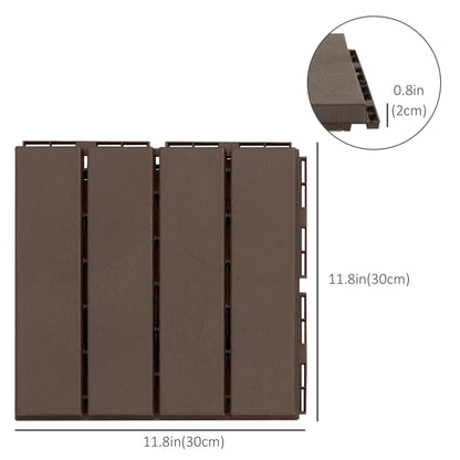 9 Pcs PP Interlocking Deck Tile, 12" x 12", Indoor Outdoor Use, Brown Deck Tiles at Gallery Canada