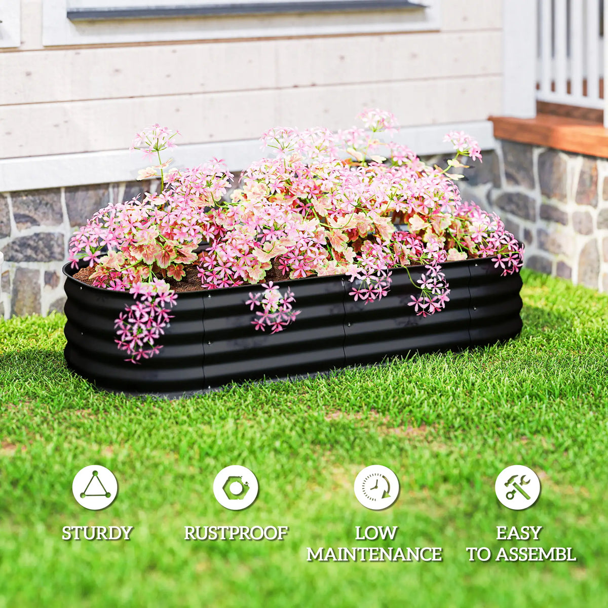 4.9 x 2 x 1ft Galvanized Raised Garden Bed Kit, Metal Planter Box, Black Galvanized Planter Boxes at Gallery Canada
