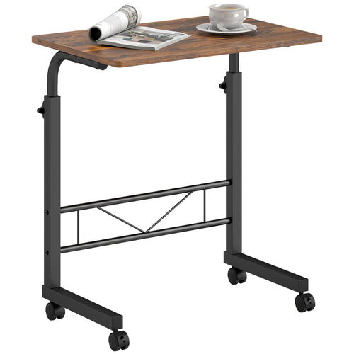 Mobile Standing Desk, Adjustable Height, 23.5 Inch, Rustic Brown, Brown