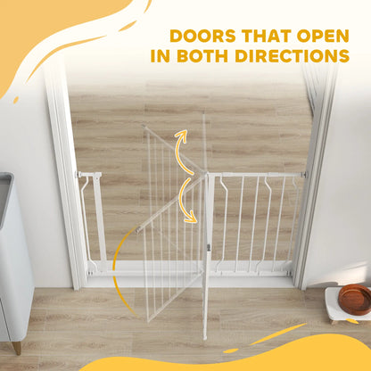 30"-45" Easy Install Pet Gate with Door, Double Lock, Extra Wide, White Houses, Kennels & Pens at Gallery Canada