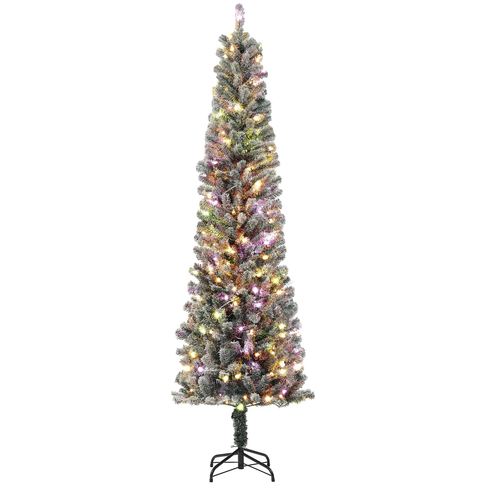 7.5ft Prelit Flocked Artificial Christmas Tree, Remote, Dual Color LEDs, 519 Tips, Dual Color Pre Lit Christmas Trees Green at Gallery Canada