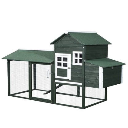 84" Wooden Chicken Coop, Rabbit Hutch, With Nesting Box, Green Chicken Coops at Gallery Canada