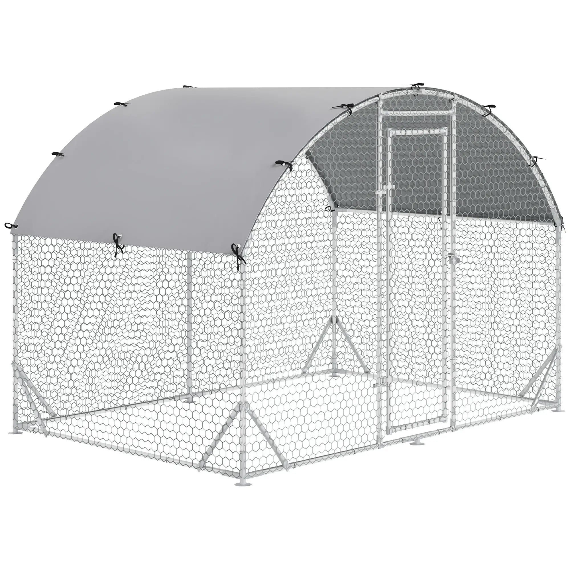 Large Metal Chicken Coop, Walk-in Enclosure, 9.2' x 6.2' x 6.5', Silver Chicken Coops Silver at Gallery Canada