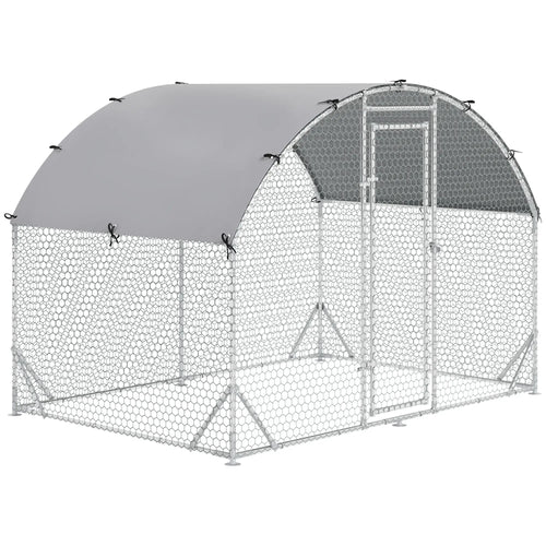Large Metal Chicken Coop, Walk-in Enclosure, 9.2' x 6.2' x 6.5', Silver