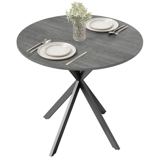 31.5" Industrial Round Dining Table, Distressed Grey