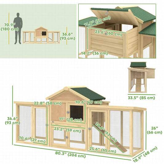 Wooden Chicken Coop, Large Rabbit Hutch, Nesting Box, Run, Ramp, Drawer Chicken Coops Natural at Gallery Canada