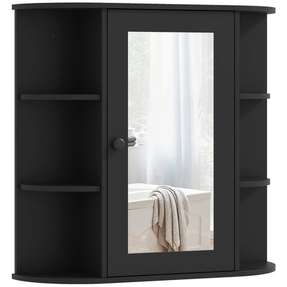 Mirrored Bathroom Wall Cabinet, Wall Mounted, With Door & Shelves, Black Mirror Medicine Cabinets Black at Gallery Canada