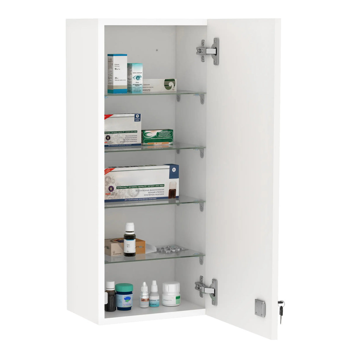 Wall Mount Medicine Cabinet, 5-Tier Lockable, Adjustable Shelves, White Mirror Medicine Cabinets at Gallery Canada