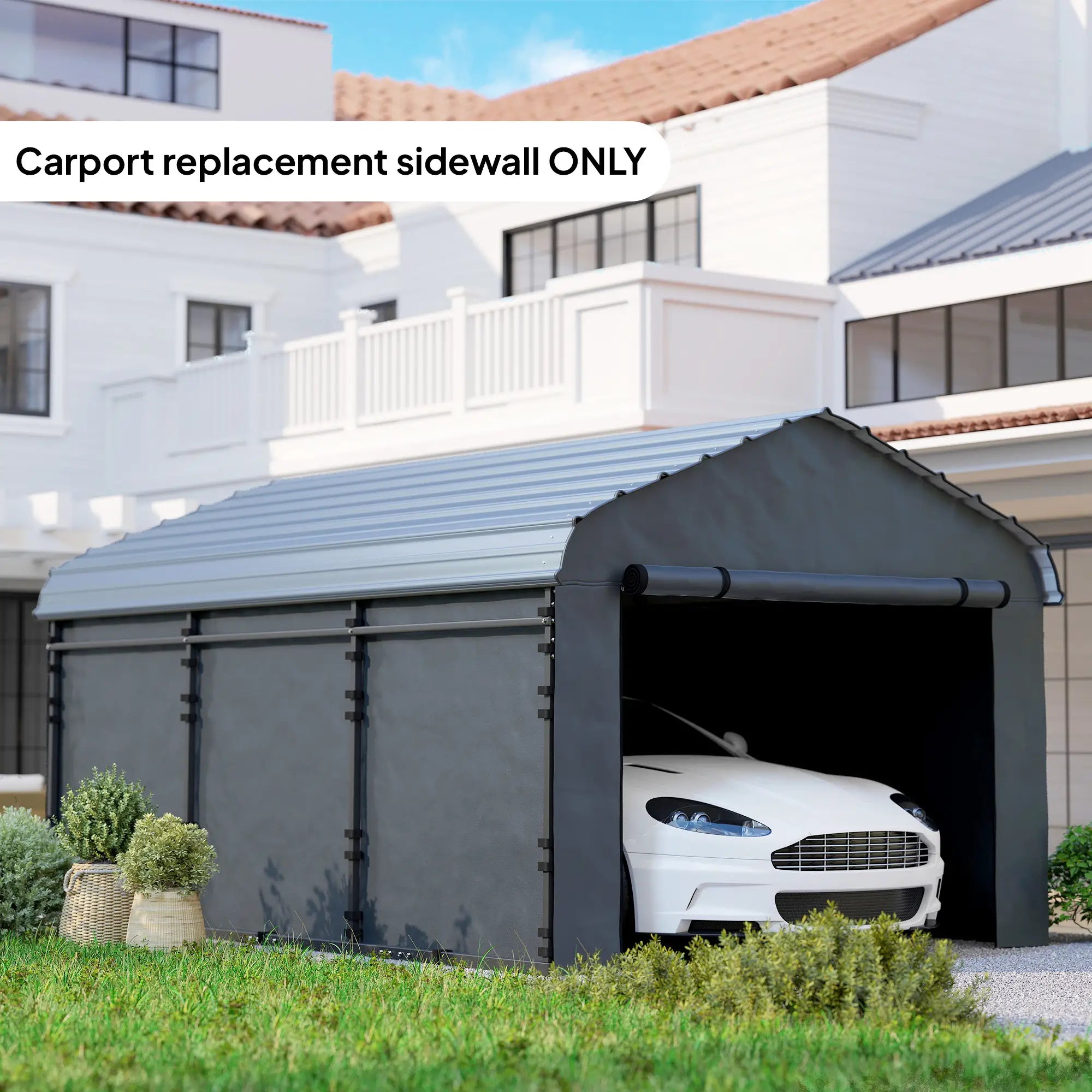 Replacement Canopy Cover Sidewalls, 12' x 20', UPF50+ Waterproof, Dark Grey Car Shelters at Gallery Canada