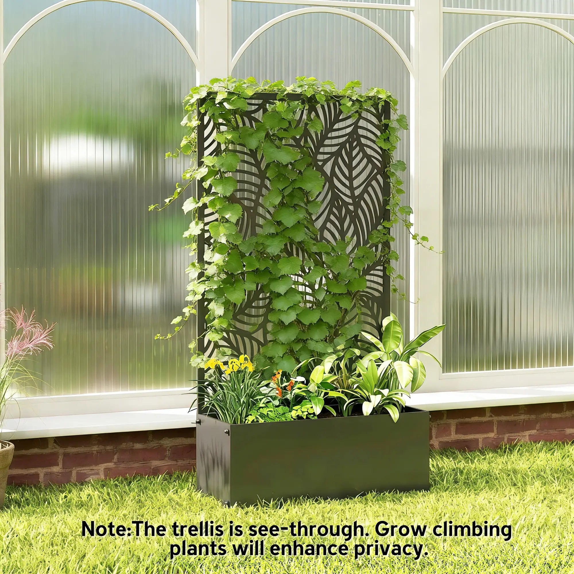 Metal Planter Box With Trellis, 44.5