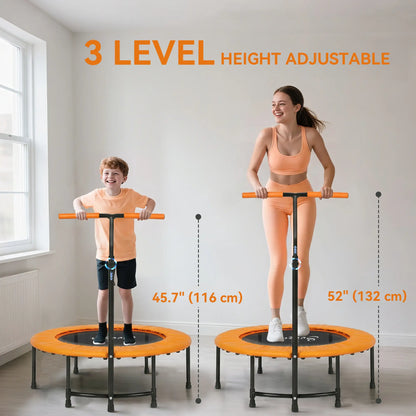 39" Mini Exercise Trampoline, Adjustable T-Bar, Orange Trampolines at Gallery Canada